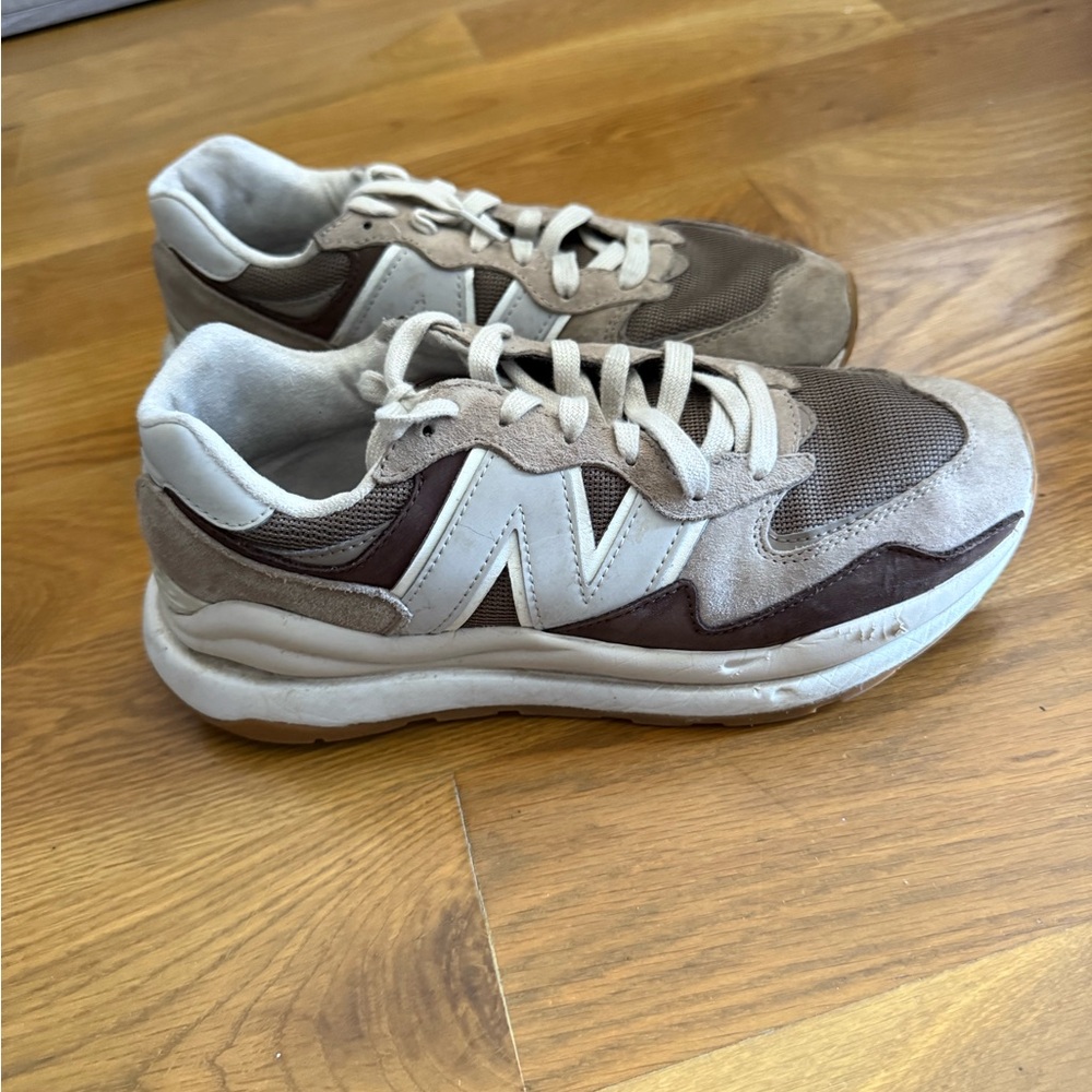 New Balance Brown and Cream Sneakers